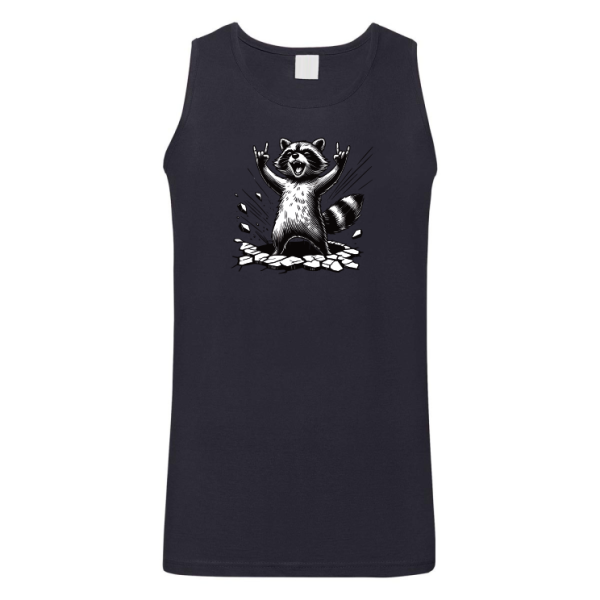 Funshirt ,Tanktop oder Shirt - Waschbär Rockt! - Cooles Waschbär T-Shirt – Rock On Design mit Sonnenbrille – Lustiges Tiermotiv für Damen & Herren