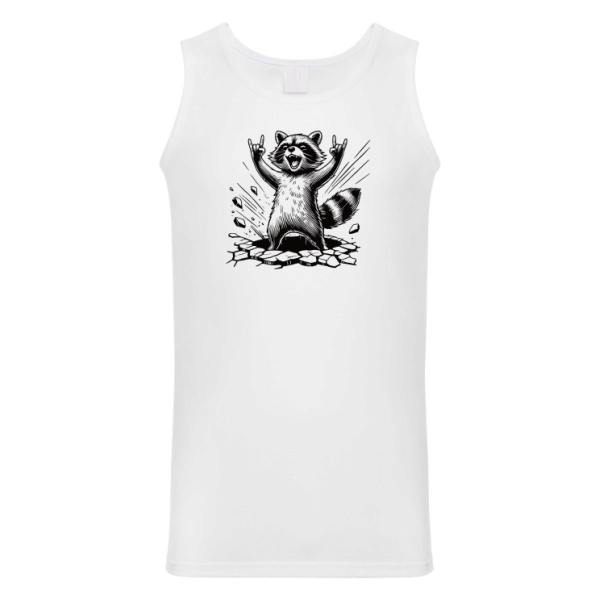 Funshirt ,Tanktop oder Shirt - Waschbär Rockt! - Cooles Waschbär T-Shirt – Rock On Design mit Sonnenbrille – Lustiges Tiermotiv für Damen & Herren