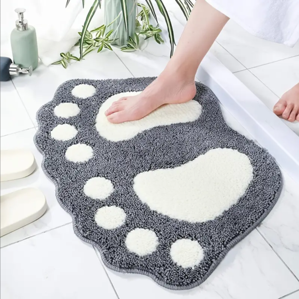 Badeteppich, wasserabsorbierende Bodenmatte Fußform, grauweiß