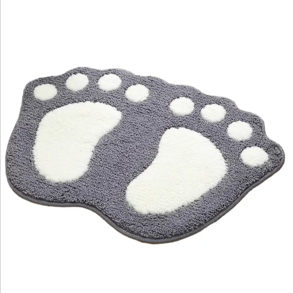 Badeteppich, wasserabsorbierende Bodenmatte Fußform, grauweiß