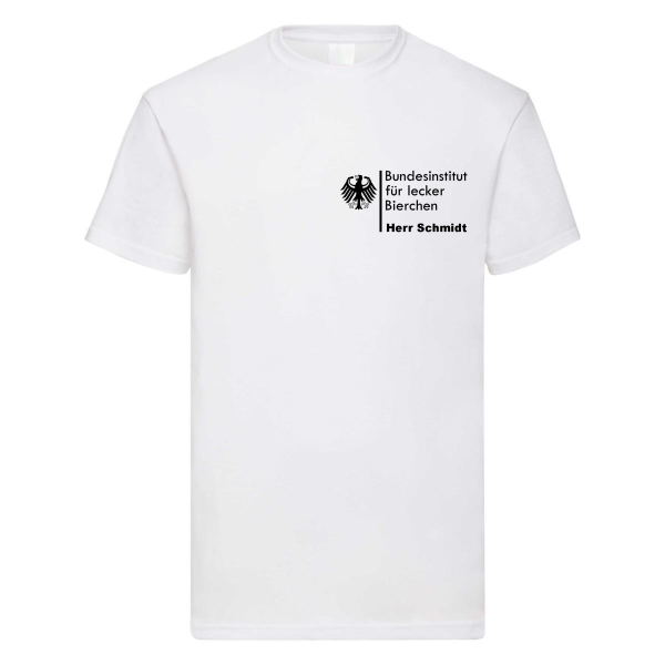 Funshirt, Shirt Motiv Bundesinstitut für lecker Bierchen "Wunschname" (schwarz / weiß), personalisiert