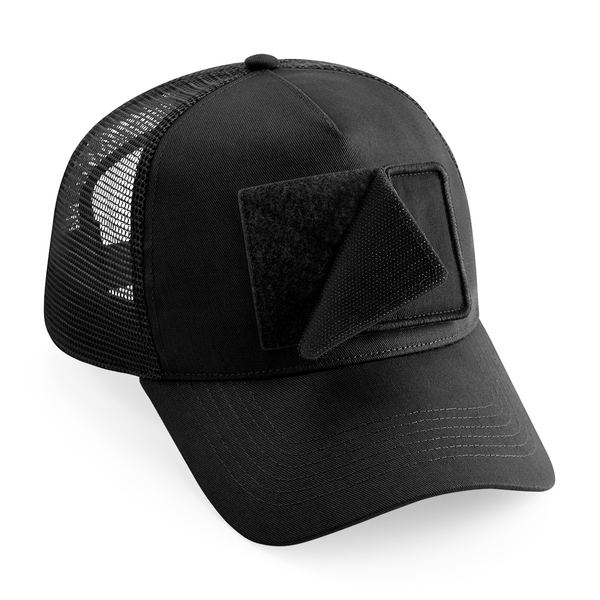 Schwarze Mesh Cap – Basecap mit Klettpatch - Schwarze Trucker Cap mit Netzrückseite, verstellbar: Geiler Typ mit Glatze o. Geiler typ mit Bauch o. Geiler Typ mit Bart