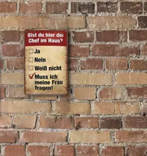 Retro-Metallschild Vintage Blechschild "Bist du hier der Chef im Haus?"