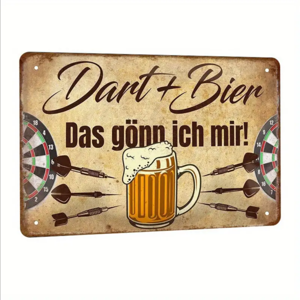 Retro-Metallschild Vintage Blechschild „Dart & Bier das gönn ich mir“