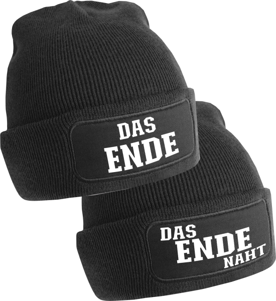 2er Set One Size Beanie, Mützen bedruckt mit Spruch: das Ende und das Ende naht