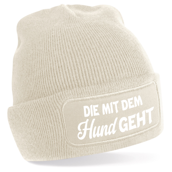 One Size Beanie, Mütze mit Spruch: Die mit dem Hund geht