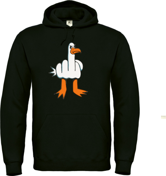 Kapuzenpullover, Hoodie schwarz mit Motiv: Böse Ente