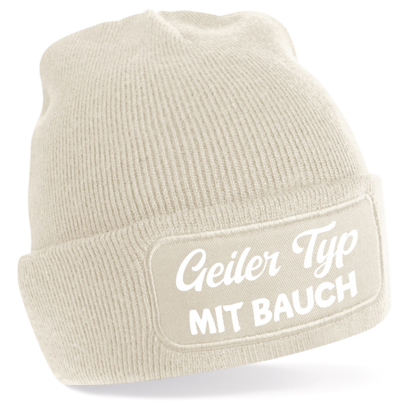 One Size Beanie, Mütze mit Spruch: Geiler Typ mit Glatze o. Geiler typ mit Bauch o. Geiler Typ mit Bart