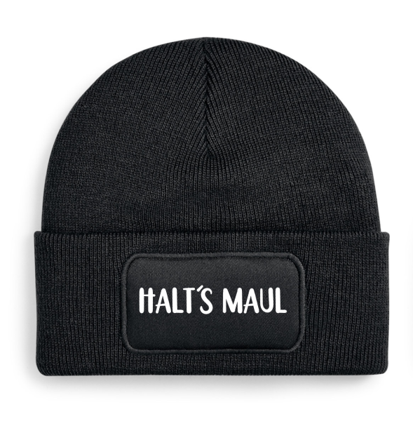 One Size Beanie, Mütze mit Spruch: Halt´s Maul