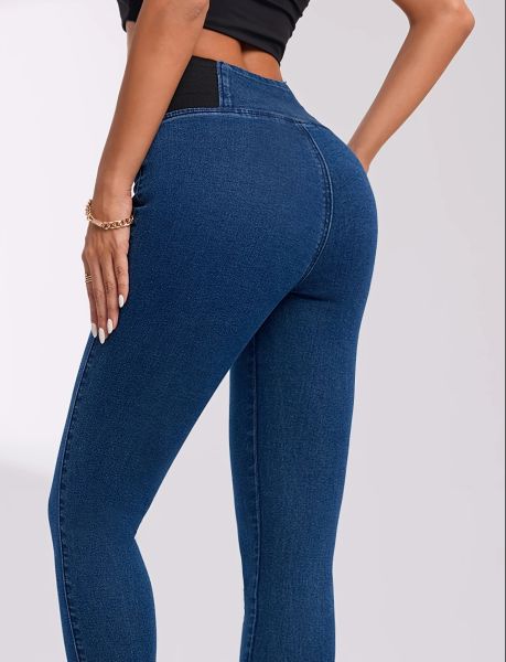 Elegante High-Waist-Denim-Jeans Stretch Hose