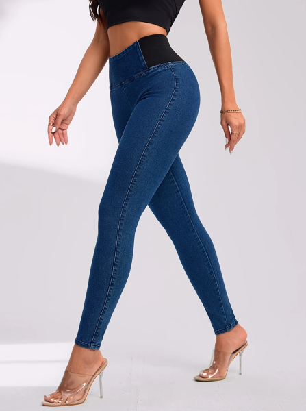 Elegante High-Waist-Denim-Jeans Stretch Hose
