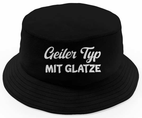 Party Hut, Bucket Hat, Fischer Hut, Hut bedruckt mit Spruch: Geiler Typ mit Glatze oder Geiler Typ mit Bart