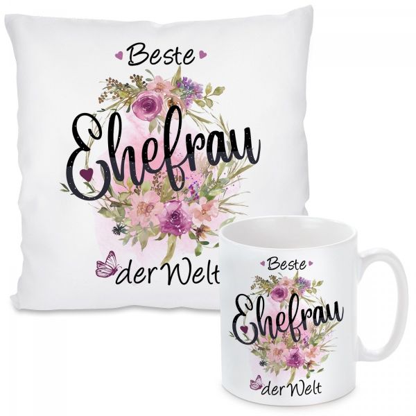 Kissen oder Tasse: Beste Ehefrau der Welt! - Bester Ehemann der Welt!