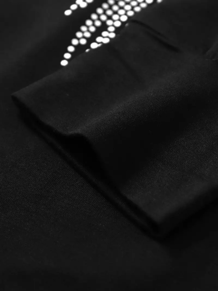 Lässiger schulterfreier Langarm-Longpullover, Minikleid mit Flügelmuster