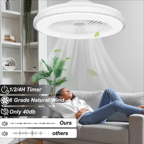 Premium Mehrfarbige LED Lampe mit Deckenventilator rund 48cm