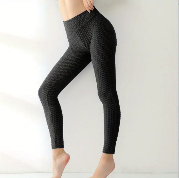 1Stk. Einfarbige Hochtaillierte Shaping-Leggings mit festem Honigwabenmuster, High-Stretch Sport Leggings, Damen Activewear, atmungsaktiv, elastisch