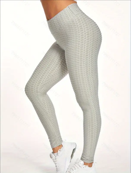 1Stk. Einfarbige Hochtaillierte Shaping-Leggings mit festem Honigwabenmuster, High-Stretch Sport Leggings, Damen Activewear, atmungsaktiv, elastisch