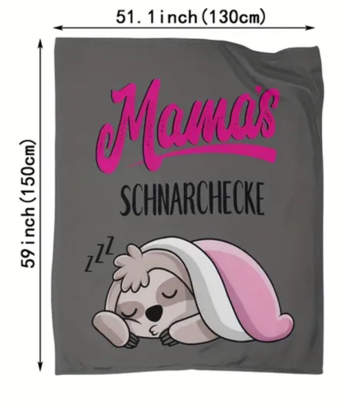 Kuscheldecke, Flanelldecke, Bedruckte Decke für Mama, mit Motiv "Mama´s Schnarchecke" grau rosa