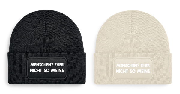 One Size Beanie, Mütze mit Spruch:Menschen? Eher nicht so meins.
