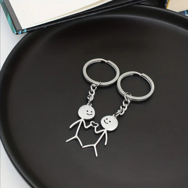 Partner Schlüsselanhänger: Männchen mit Herzchen, 2er Set, süßer Anhänger, Geschenk Mann, Frau, süße Liebeserklärung