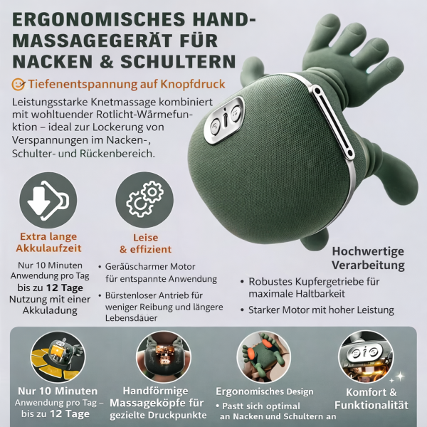 Ergonomisches Hand-Massagegerät für Nacken & Schultern