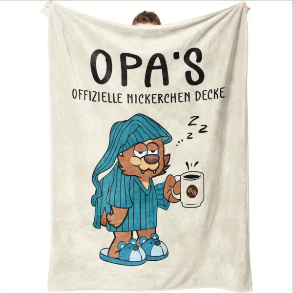 Kuscheldecke, Flanelldecke, Bedruckte Decke für Opa, mit Motiv "Opas offizielle Nickerchen Decke"