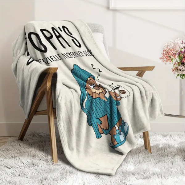 Kuscheldecke, Flanelldecke, Bedruckte Decke für Opa, mit Motiv "Opas offizielle Nickerchen Decke"