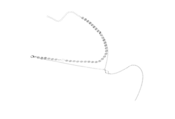 2fache Halskette mit Pailletten silberfarbig