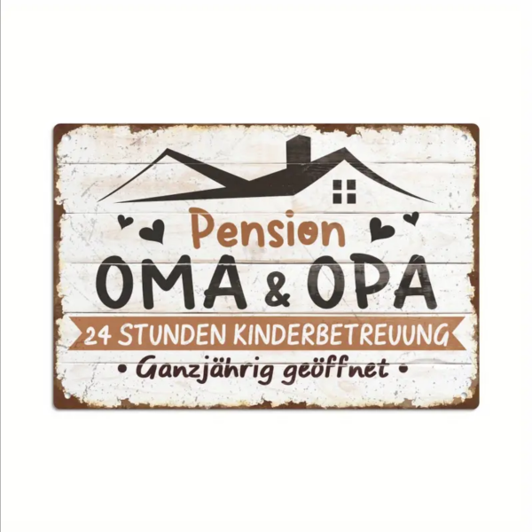 Retro-Metallschild Vintage Blechschild "Pension Oma & Opa"