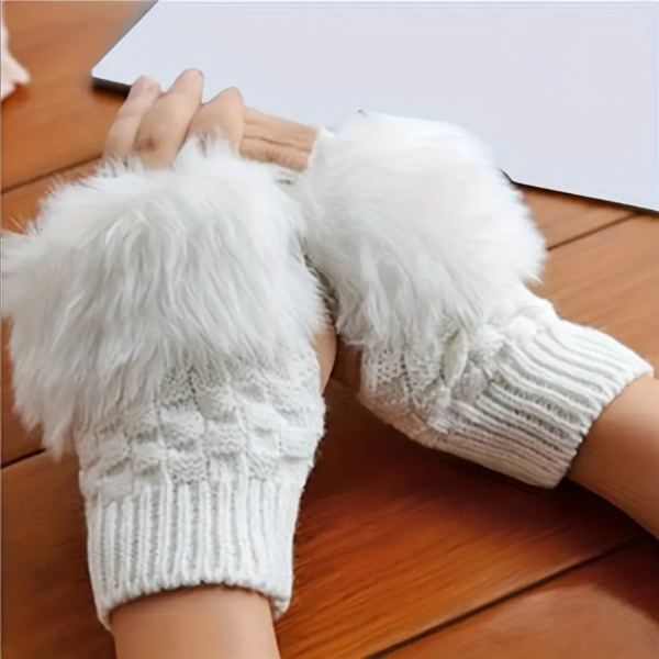 Strickhandschuhe, Fingerlose Handschuhe mit Plüsch