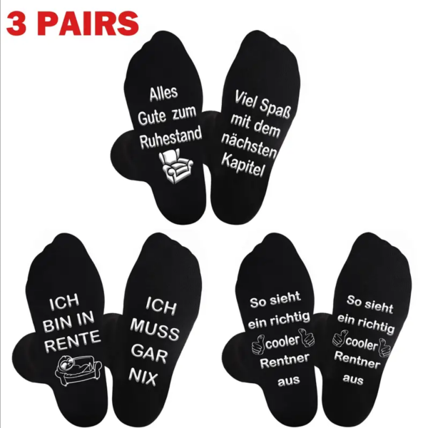 3 Paare Herrensocken Mit Lustigen Rentner Sprüchen, One Size 42-46