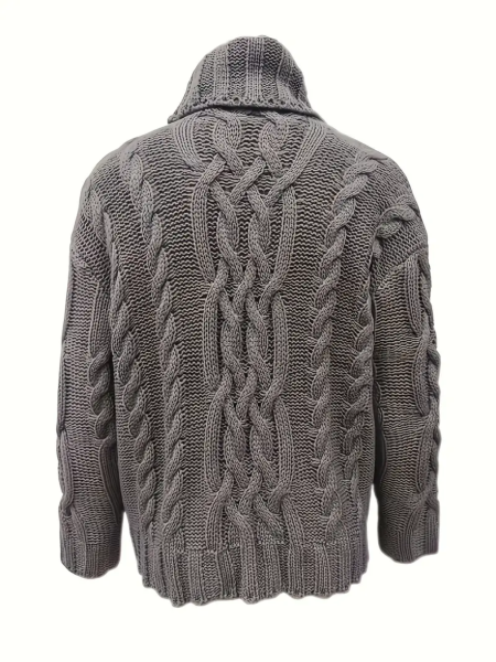 Damen Rollkragenpullover mit Zopfmuster, Tiefgrau