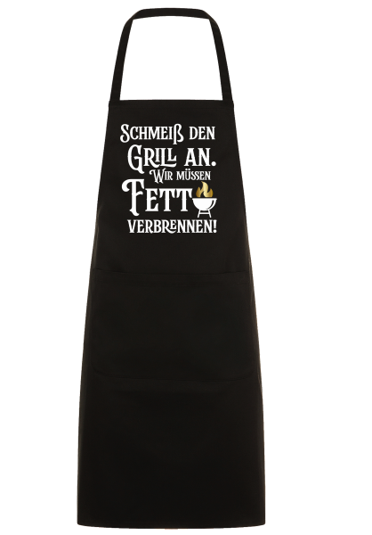 Grillschürze, Kochschürze mit Spruch "Schmeiß den Grill an..." Schürze für Hobbyköche Geschenke Papa Opa Mama Freunde