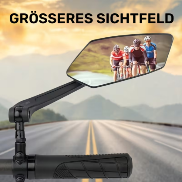 2x Fahrrad Rückspiegel Weitwinkel 360° Verstellbar – Lenkerspiegel aus ABS für E-Bike, Mountainbike, Roller & E-Scooter – Schwarzes Rechteck-Design