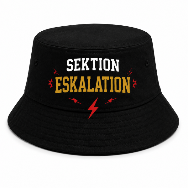 Lustiger Bucket Hat WM Fan Hut – Bierliebhaber Fischerhut mit Fußball Spruch – Festival & Public Viewing Sommerhut Schwarz FC DURST TEAM BIERGARTEN SEKTION ESKALATION HOPFEN UNITED DIE 12. FLASCHE