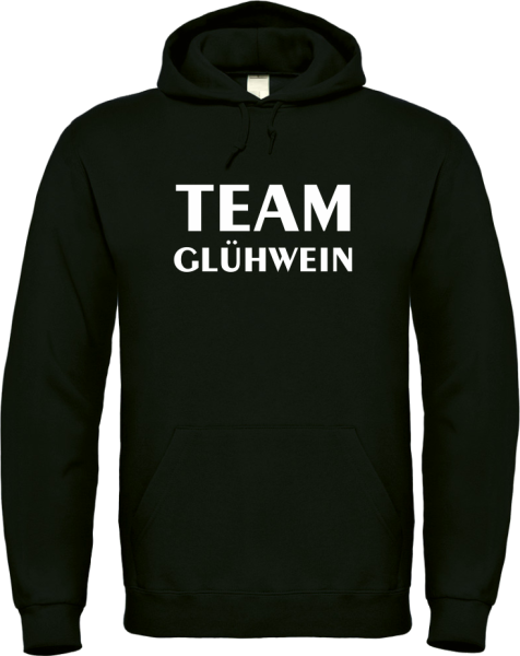 Kapuzenpullover, Hoodie schwarz mit Motiv: Team Glühwein