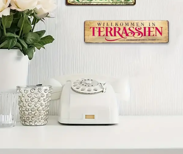 1Stk. Metall Aluminium Blechschild Willkommen in Terrassien