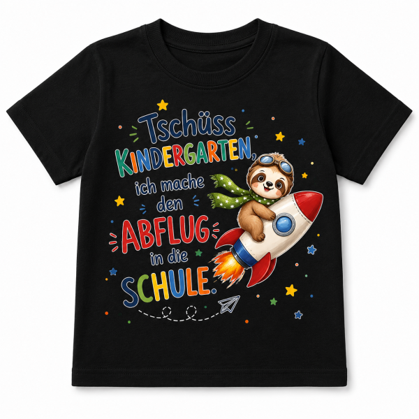Kinder T-Shirt, Kindershirt Tschüss Kindergarten, ich mache den Abflug in die Schule.