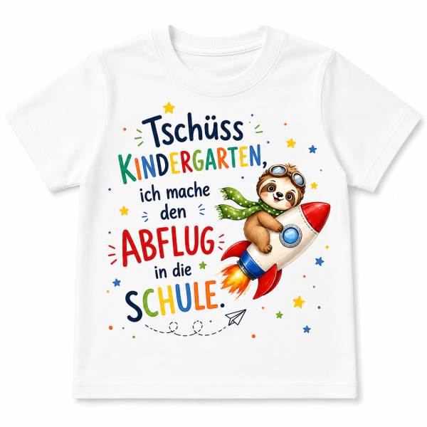 Kinder T-Shirt, Kindershirt Tschüss Kindergarten, ich mache den Abflug in die Schule.