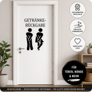 Wandtattoo "Getränkerückgabe", Türaufkleber, Toilettenaufkleber