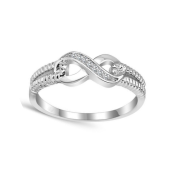 Damenring, Freundschaftsring Infinity mit Strass Steinen -silberfarbig
