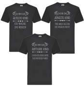 2er oder 3er Set Familienshirts - Kinder und die Regeln, Das Älteste, Das Mittlere und Das Jüngste Kind