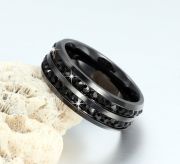 1 Stk. Edelstahl Unisexring mit Strasssteinen - schwarz