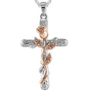 Halskette Kreuz mit rosagold Rose