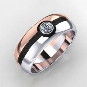 Damenring, Freundschaftsring, Verlobungsring mit Strassstein, zweifarbig rosegold, silber