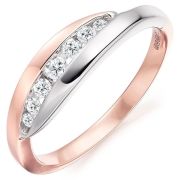 Damenring, Freundschaftsring, Verlobungsring mit Strasssteinen, rosegold