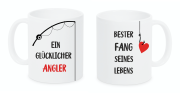 2er Set Partnertassen oder Kissen  "Der Angler und der Fang seines Lebens"