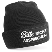 One Size Beanie, Mütze mit Spruch: Bitte nicht ansprechen