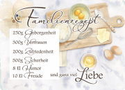 Glasschneidebrett, Frühstücksbrettchen, mit Motiv: Familienrezept