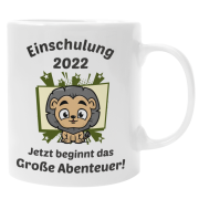 Schwarzweiße oder weiße Tasse "Einschulung 2022. Jetzt beginnt das Große Abenteuer!"